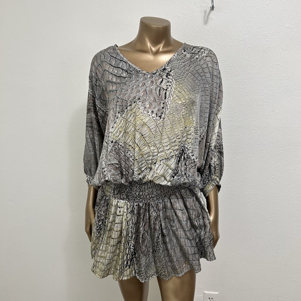 Sofia Collections Snake Print Tunic Dress Cinched Drop Waist Banded One Size - Picture 1 of 7